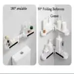 180 Degree Corner Rotating Wall-mounted Bathroom Organizer Storage Rack - KD098 - Image 3