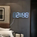 3D Digital Wall Clock LED Table Clock Time Alarm Temperature Date Sound Control Night Light With Remote Control Clock-000016 - Image 2