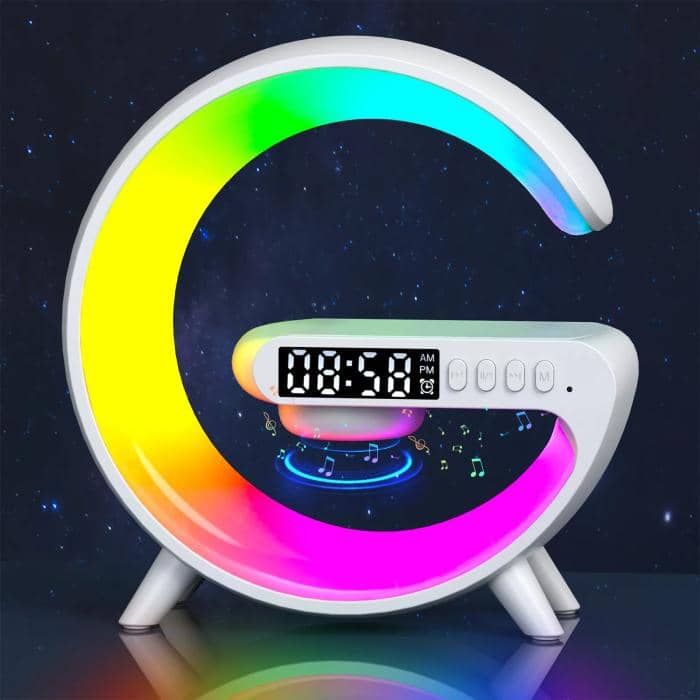 1780548445-6520542e1a0e3 5IN1 Smart wireless Charger Table Lamp Bluetooth Speaker Alarm Clock RGB Colorful Atmosphere Lights - Image 1